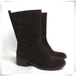 Jessica Simpson Dark Chocolate Brown Mid Calf Suede Leather Boots EUC